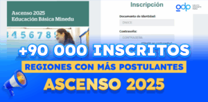 El Ministerio de Educación (Minedu) ha registrado un total de más de 90,000 docentes inscritos en el Concurso de Ascenso de Escala 2025, una cifra que refleja el compromiso del magisterio peruano con el desarrollo profesional y la mejora de la calidad educativa.